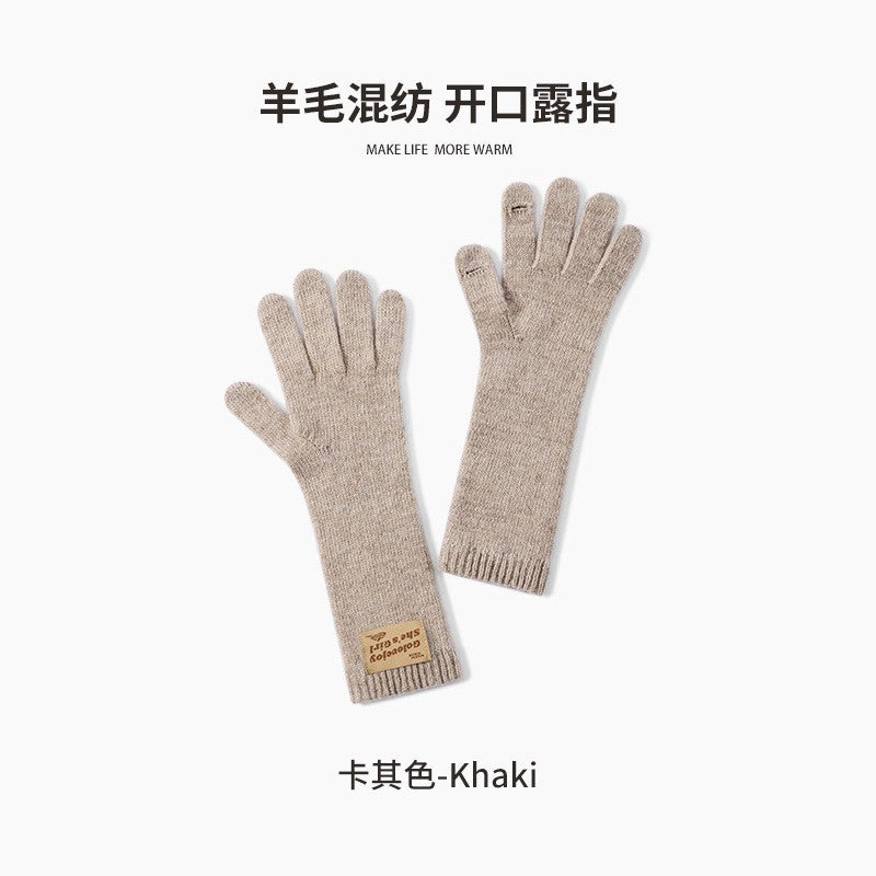 Wholesale Winter Warm Wool Touch Screen Knitted Thickened Gloves