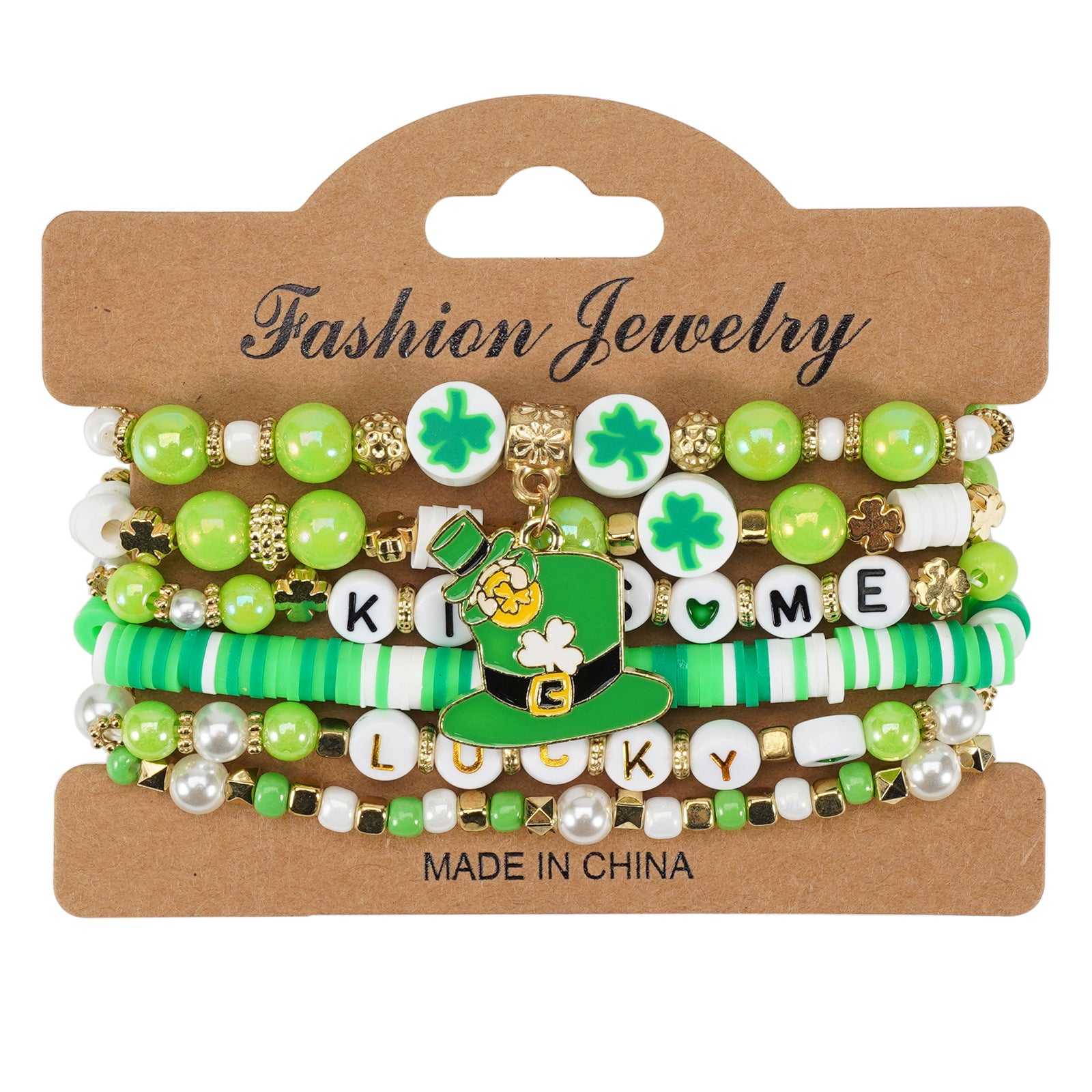 Wholesale St.  Patrick' s Day Green Clover Wine Glass Hat Bracelet