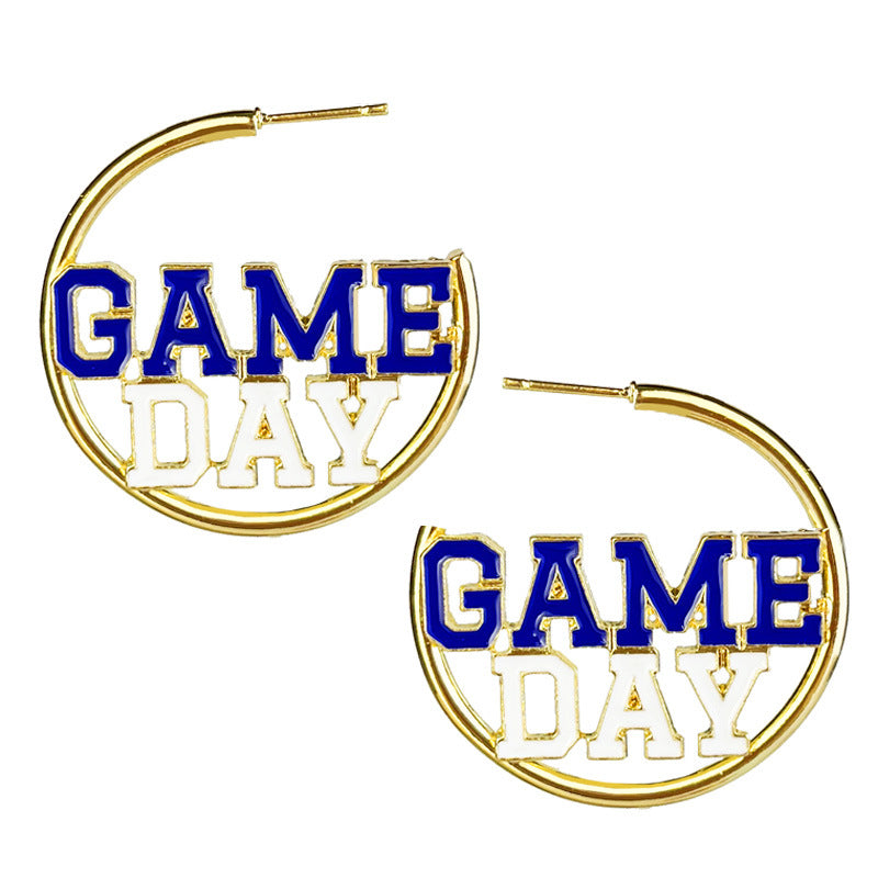 Wholesale 2pcs Metal Fashion Match Day Sports Football Multi Color Earrings