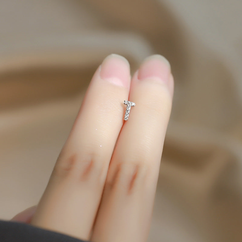 Wholesale Simple Niche Design Mini Full Diamond Earrings for Men and Women Sterling Silver Full Diamond 26 Letter Earrings