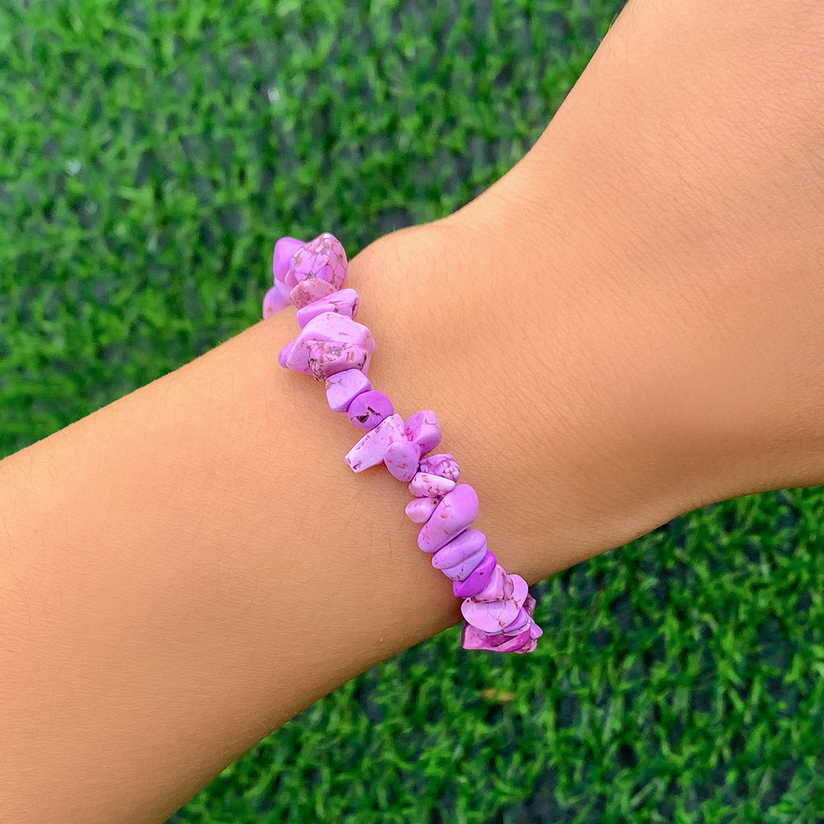 Wholesale Irregular Geometric Colored Crushed Stone Bracelet