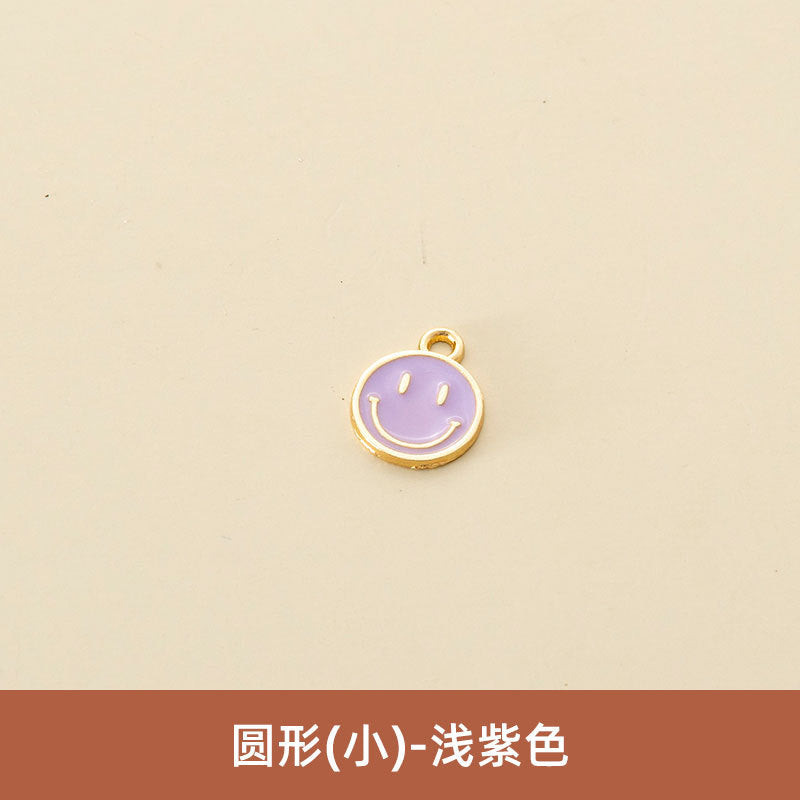 Wholesale Oil Drop Pendant Asymmetrical Funny Smiley Face Pendant Earrings Necklace Personality Pendant DIY Jewelry Accessories