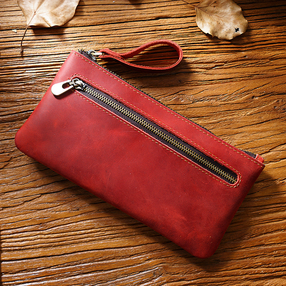 Wholesale genuine leather storage pencil case first layer crazy horse leather stationery bag