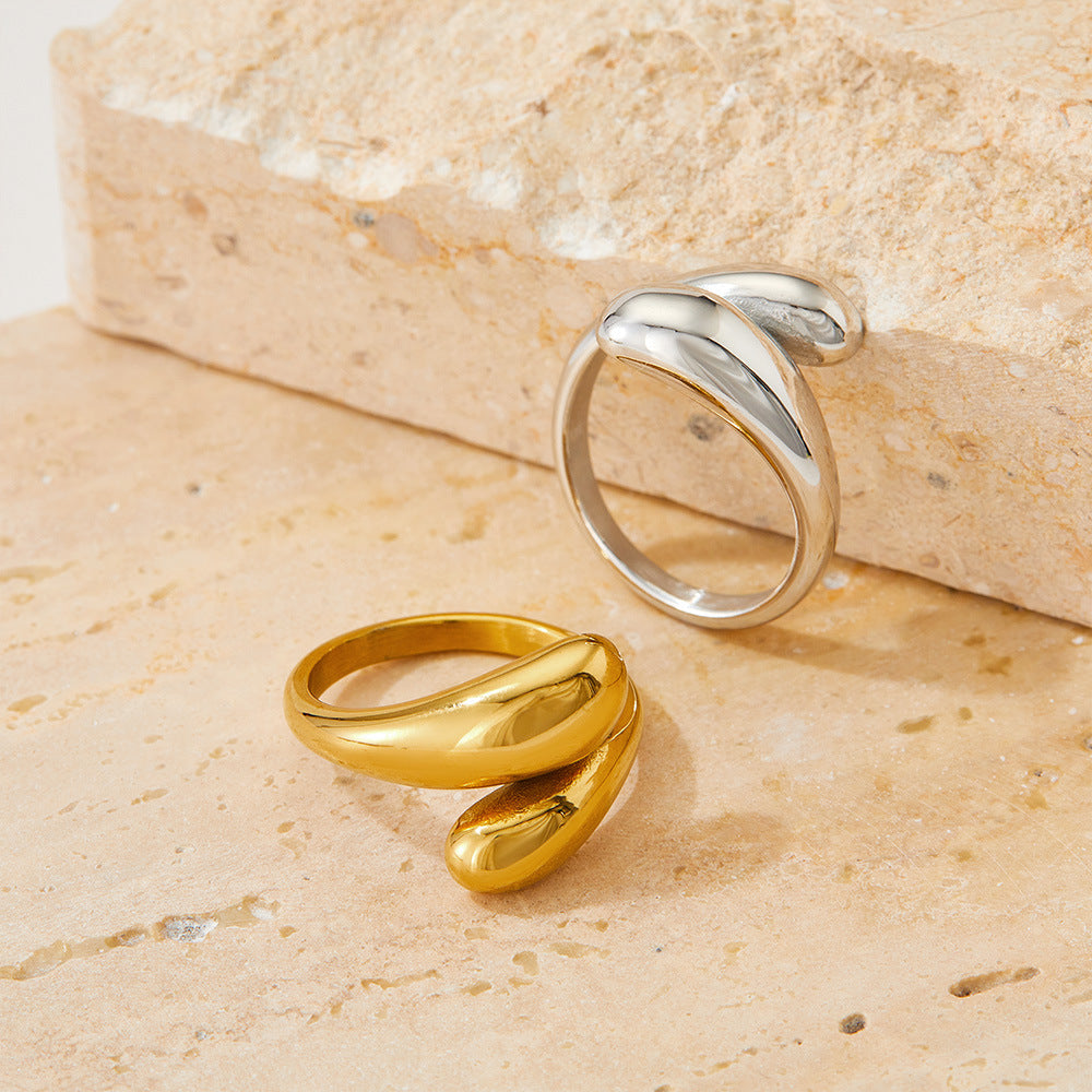 Wholesale Water Drop Stainless Steel Cross Ring Ring