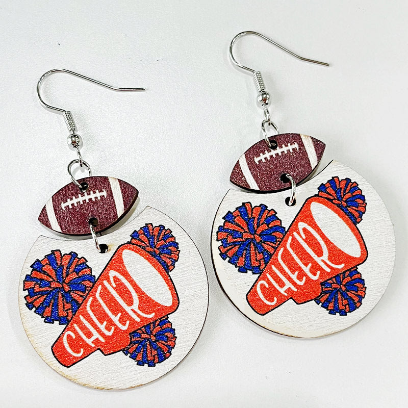 Wholesale 2pairs/pack Football Cheerleading Multicolor Baseball Earrings