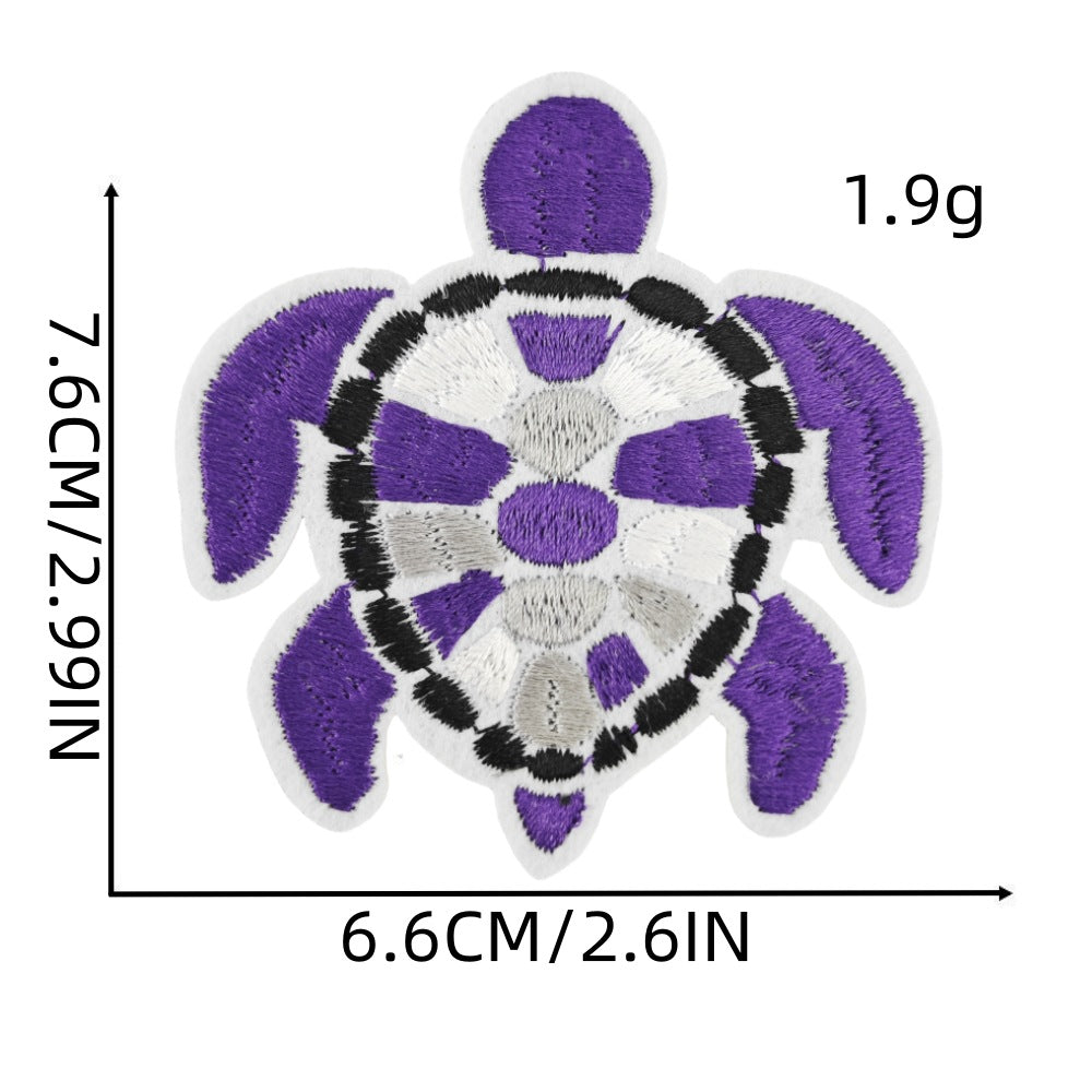 Wholesale Polyester Thread Embroidered Turtle Patch Colorful Cute Applique For Clothing Craft Supply