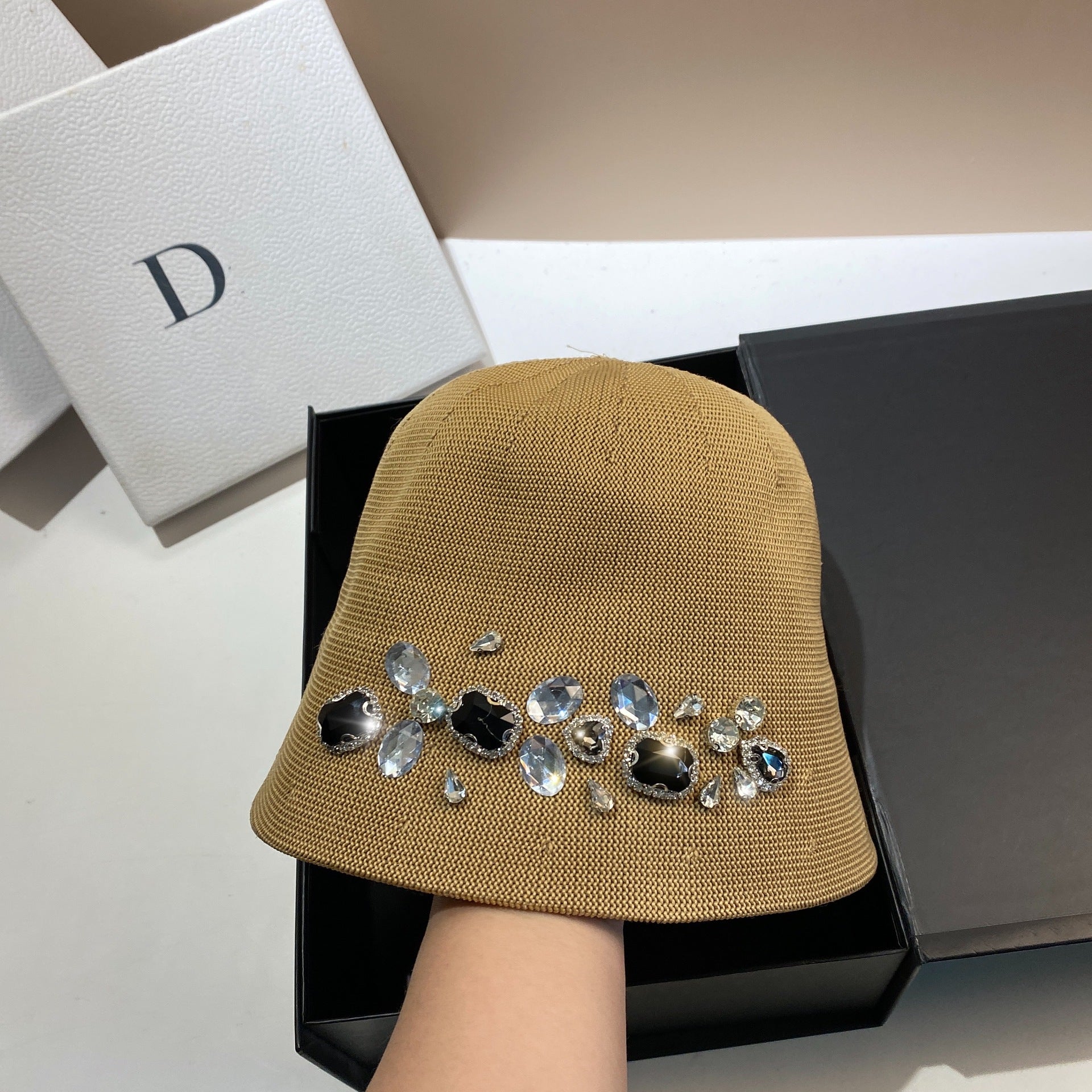 Wholesale Heavy Industry Rhinestone Ice Silk Bucket Hat Bucket Hat