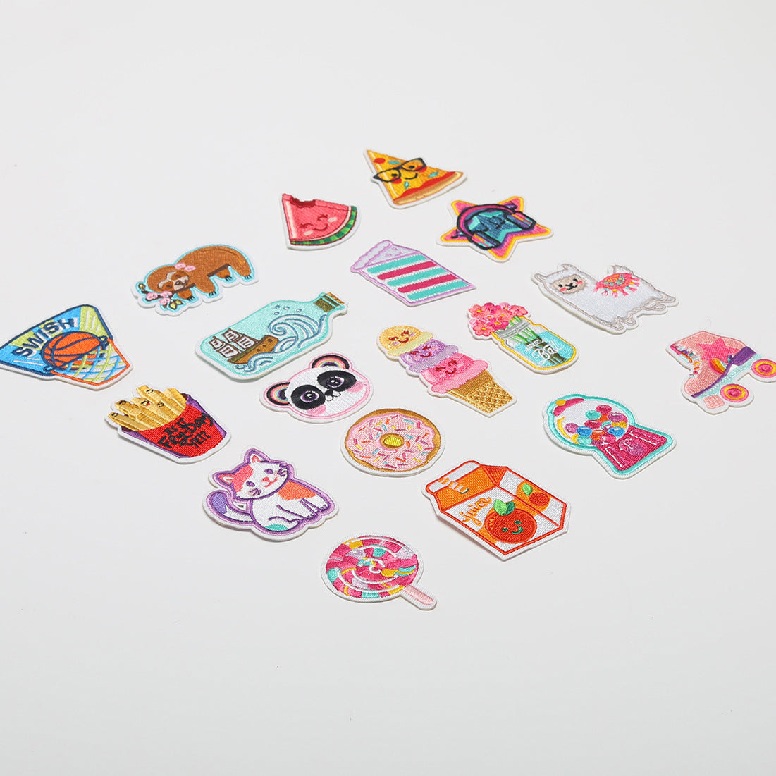 Wholesale Cloth Stickers French Fries Vase Computer Embroidery Stickers Skates Patch Stickers Garment Bag Decorative Appliques