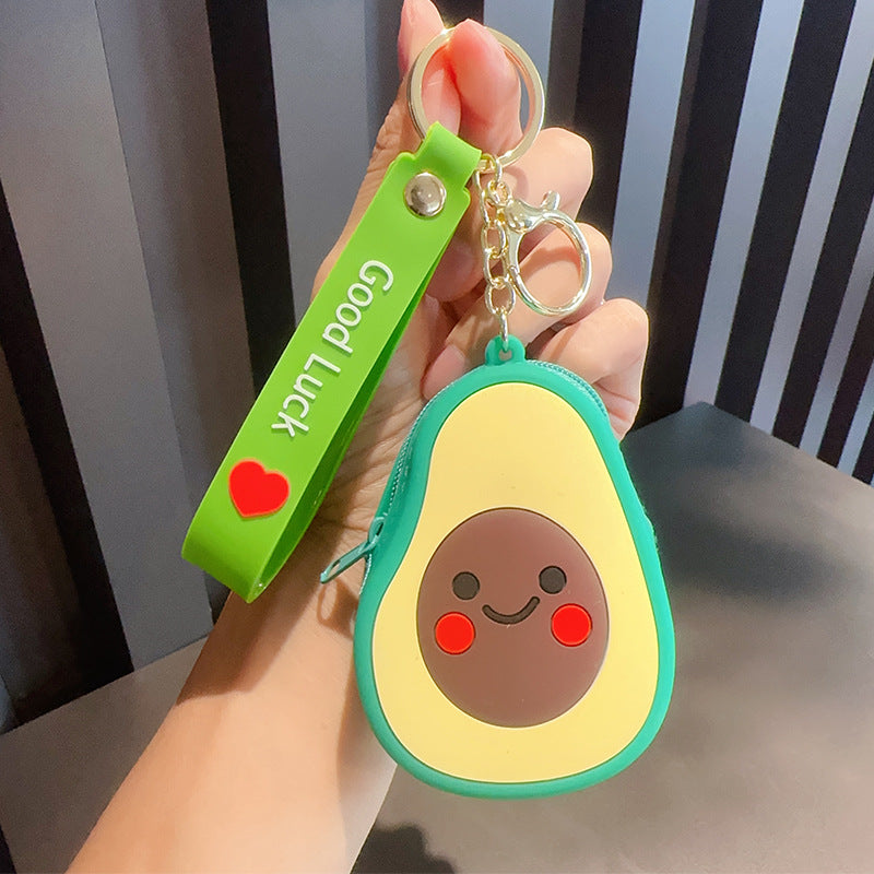 Wholesale Silicone Fruit Apple Coin Purse Keychain