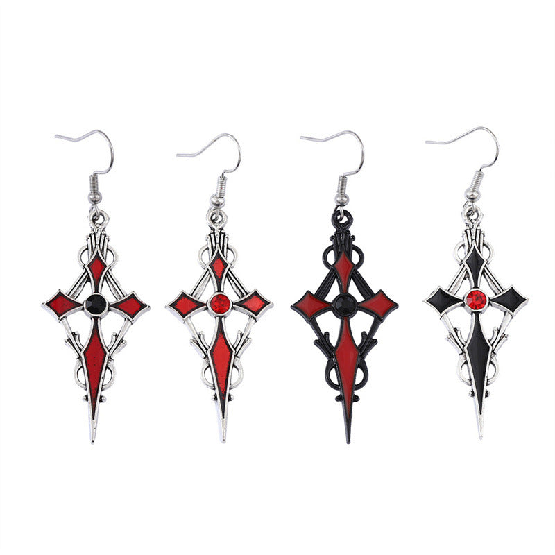 Wholesale Dark Punk Style  Cross Vampire Earrings