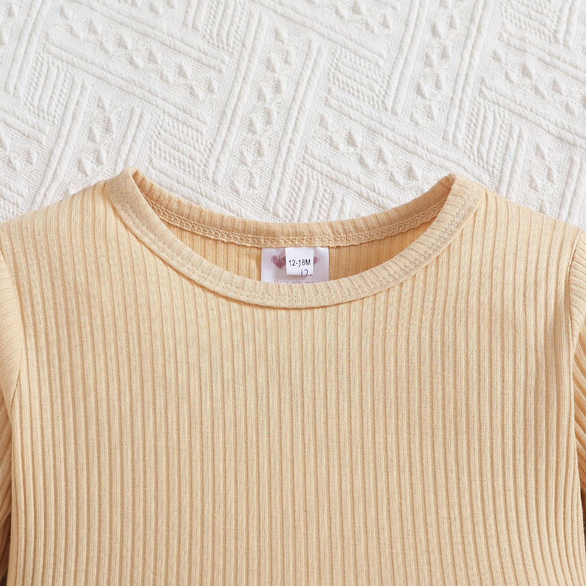 Wholesale Polyester Tops Children's Long Sleeve Denim Bell Bottoms Two Piece Set