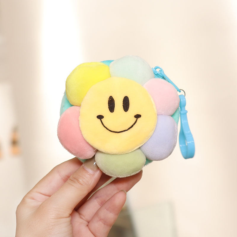 Wholesale Creative Candy Color Flower Coin Purse Plush Keychain