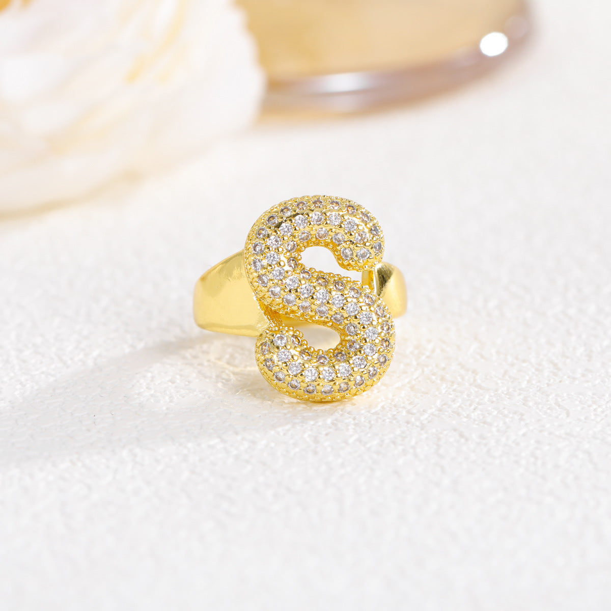 Wholesale  Gold Plated Copper Set with Zircon Open Ring