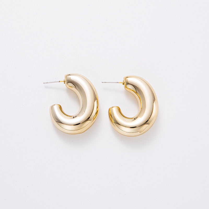 Wholesale C-shaped Electroplating Simple Plain Ring Acrylic Earrings