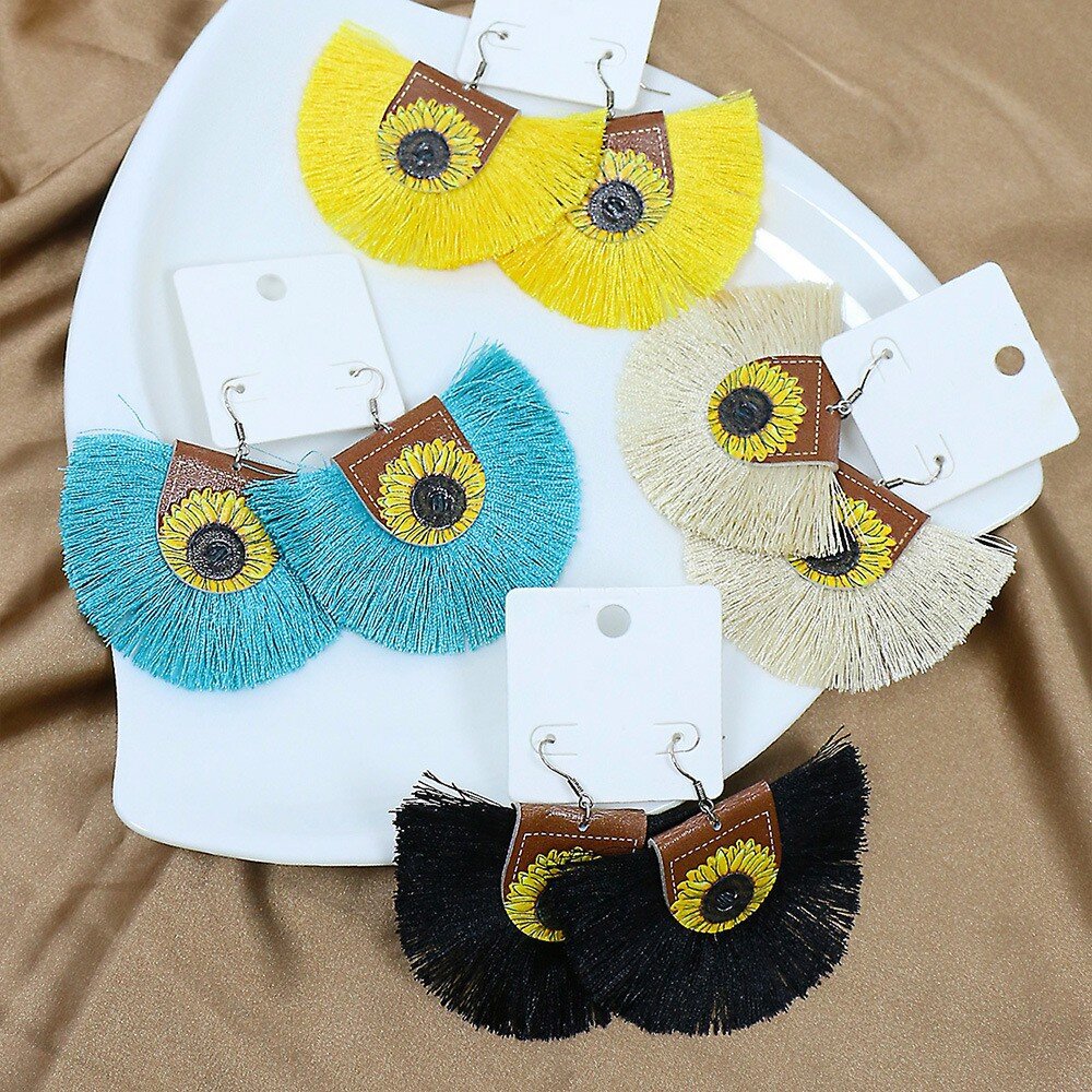 Wholesale Tassel Boho Color Scallop Earrings