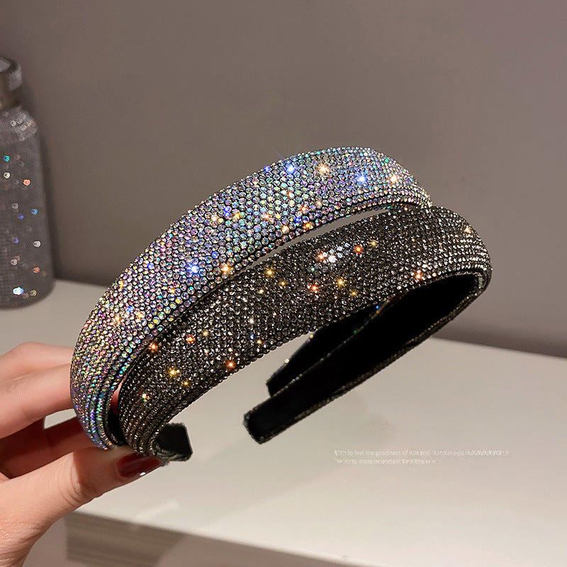 Wholesale Full of diamonds, super sparkling, elegant, fashionable and versatile colored diamond hair pressing headband