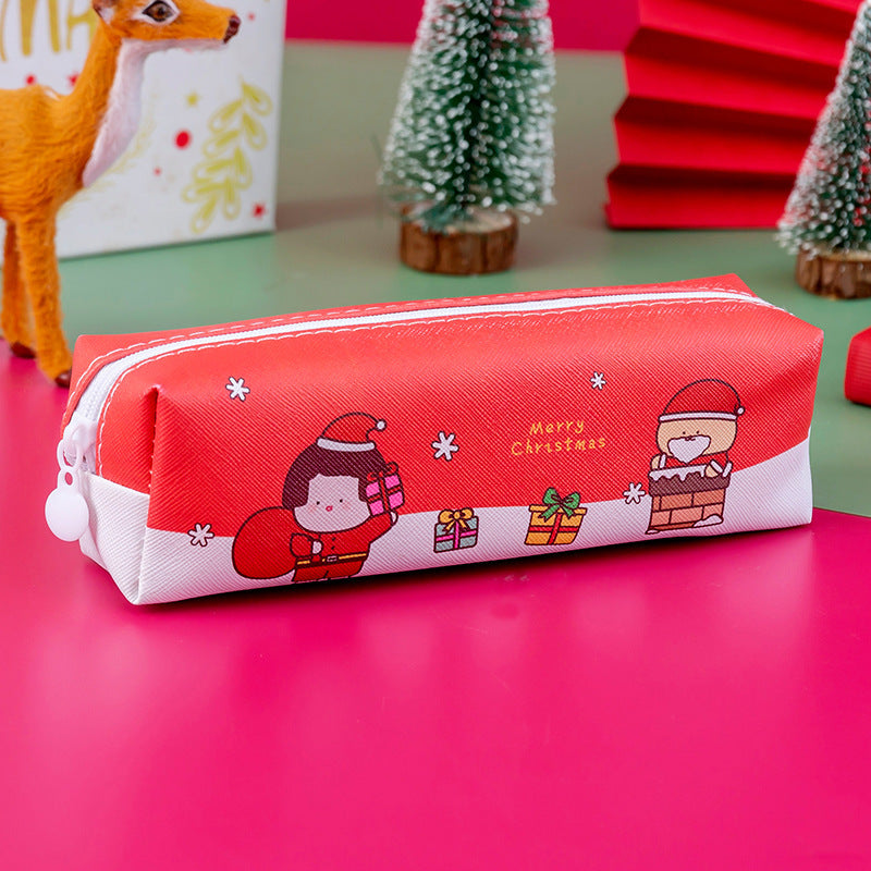 Wholesale PU Cartoon Christmas Pencil Bags