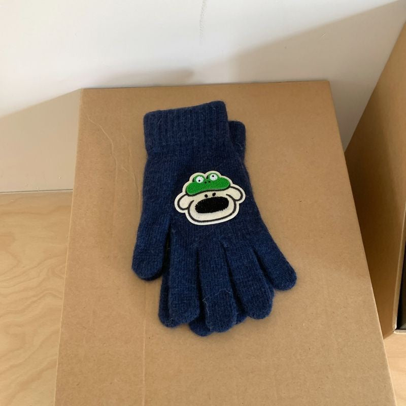 Wholesale Winter Cartoon Cute Five-finger Woolen Warm Cycling Knitted Gloves