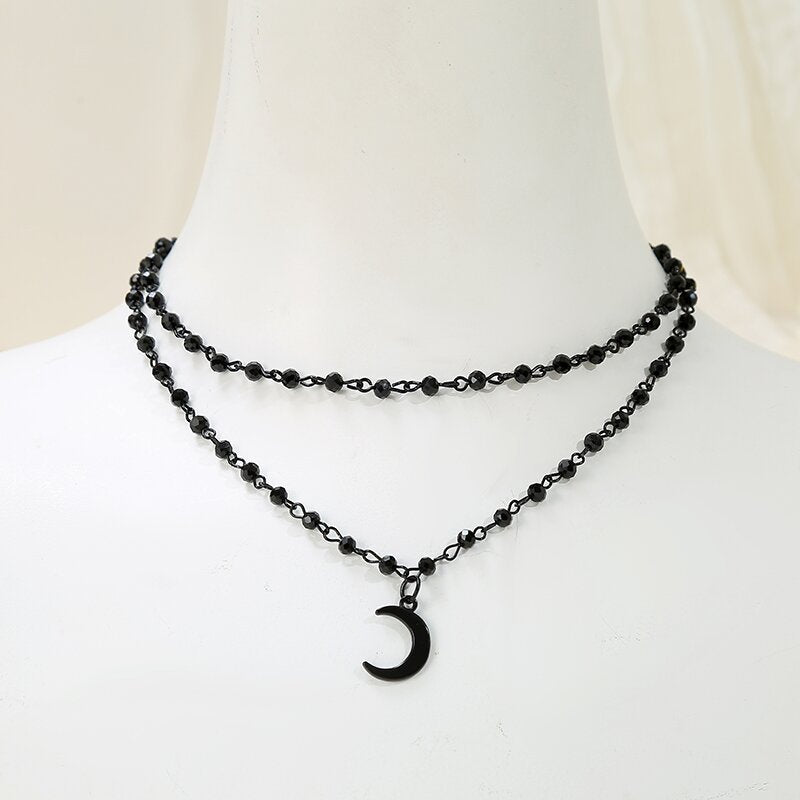 Wholesale Simple Design Sense Niche Star Tassel Crescent Necklace