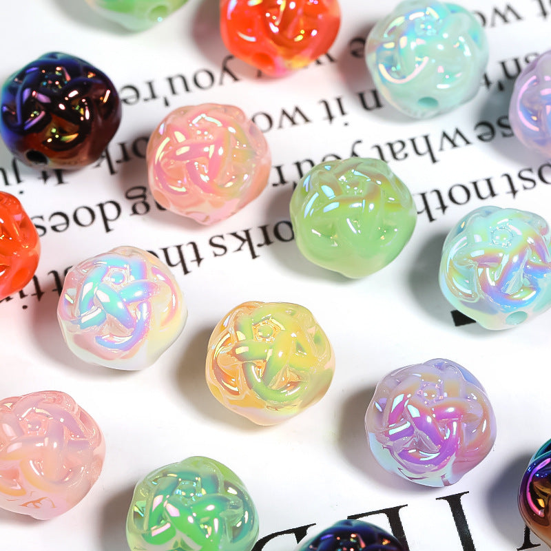 Al por mayor 50 piezas de 50 piezas/paquete de mape chapado UV sólido de color sólido cuentas acrílicas