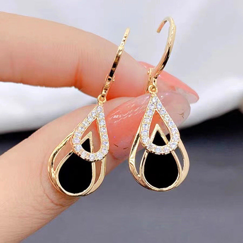 Wholesale Fashionable Stylish Black Water Drop Earrings Luxury Gift Earrings