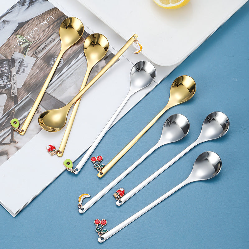 Wholesale spoon creative fruit jewelry pendant spoon coffee spoon