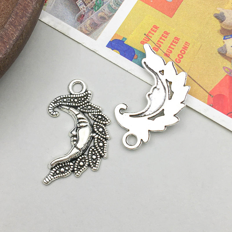 Wholesale Antique Silver Alloy Retro Simulation Star, Moon, Sun DIY Pendant