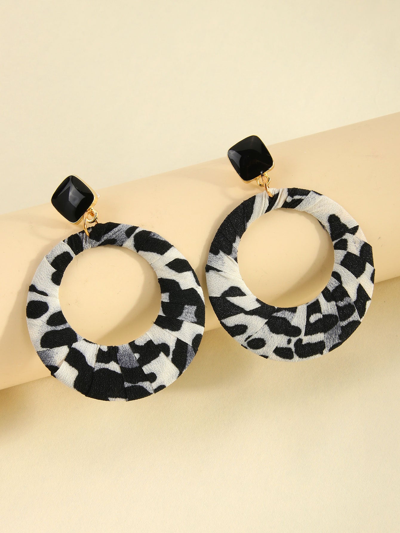 Wholesale Fashionable Personalized Leopard Print Geometric Circular Versatile Elegant High-end Earrings