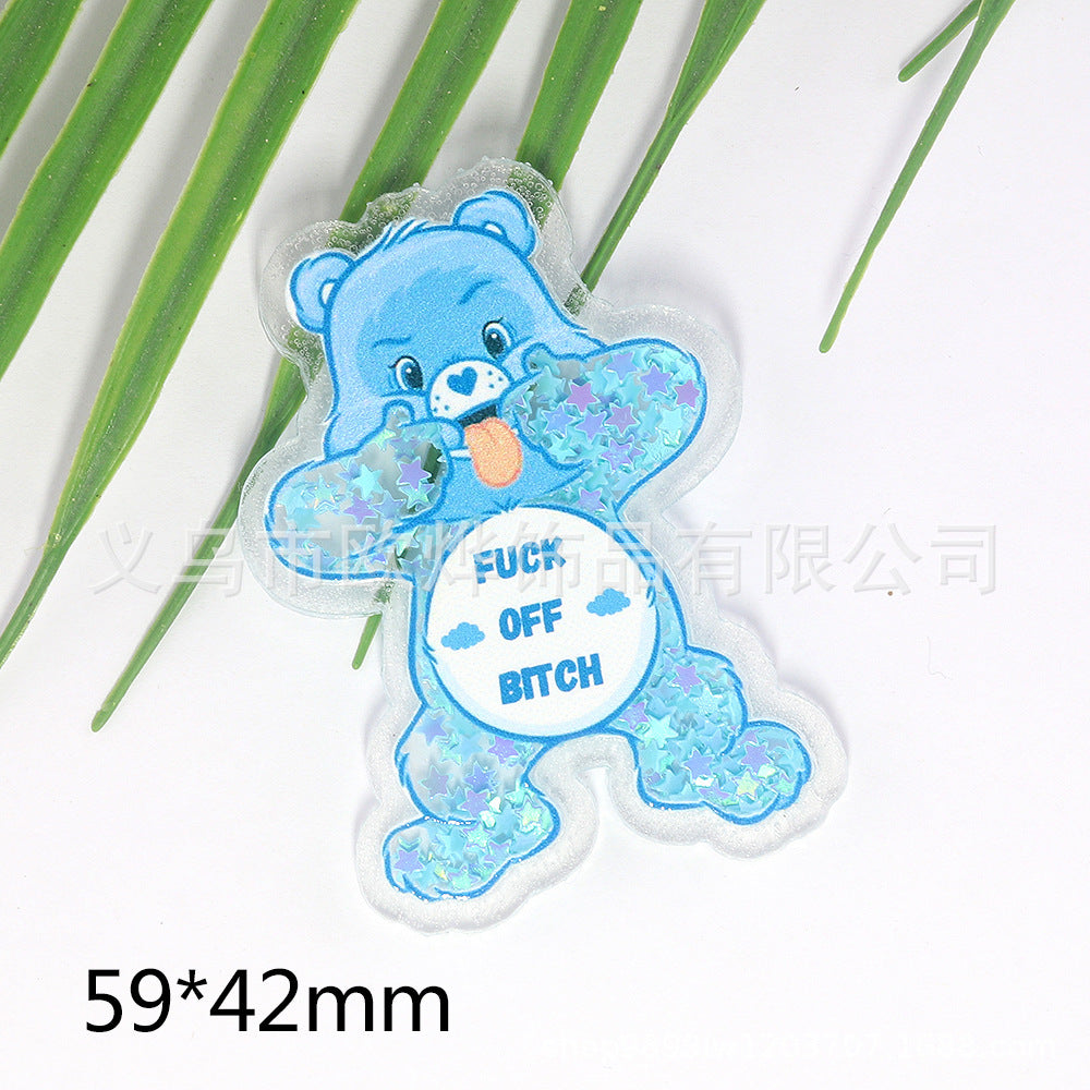 Wholesale 10pcs/pack cartoon quicksand bear bag  acrylic pin DIY patch OLY Exclusive