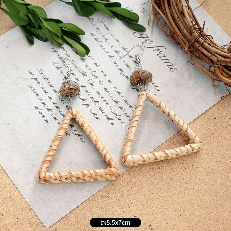 Wholesale Bohemian Leisure Holiday Rattan Earrings
