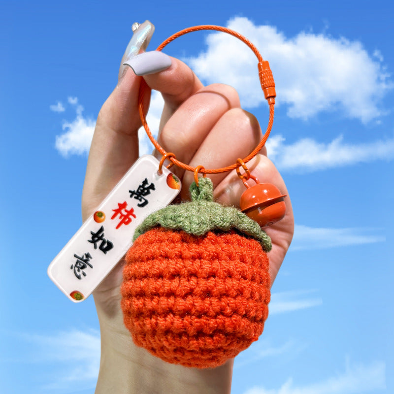 Wholesale Yarn Woven Persimmon Plush Keychain