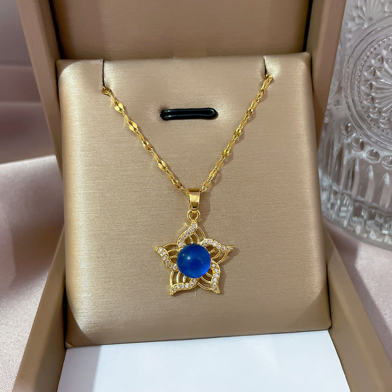 【Wholesale Four Leaf Flower Titanium Steel Necklaces