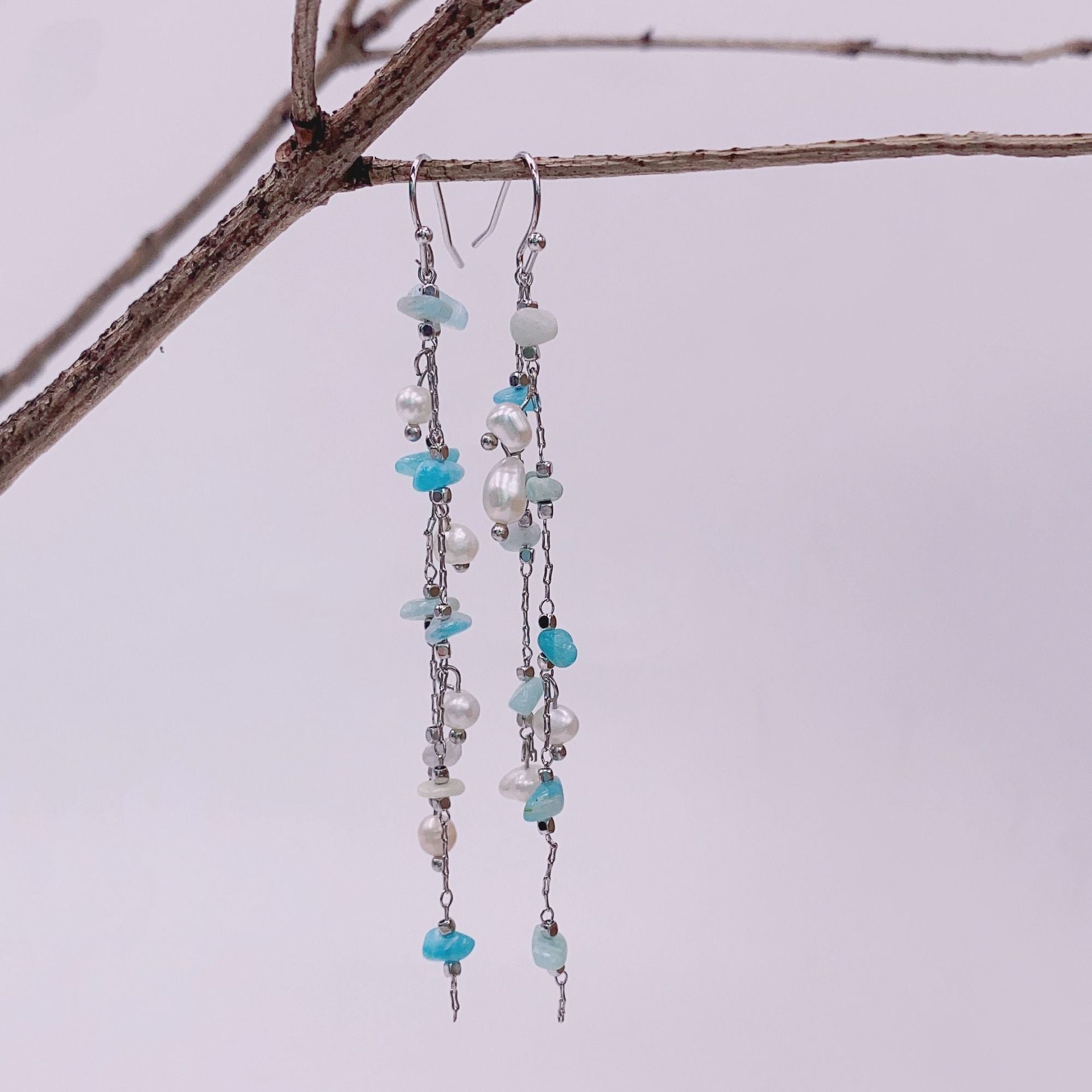 Wholesale Baroque Pearl Natural Color Stone Earrings