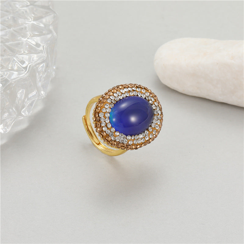 Wholesale Natural Thermostone Textured Zircon Open Ring