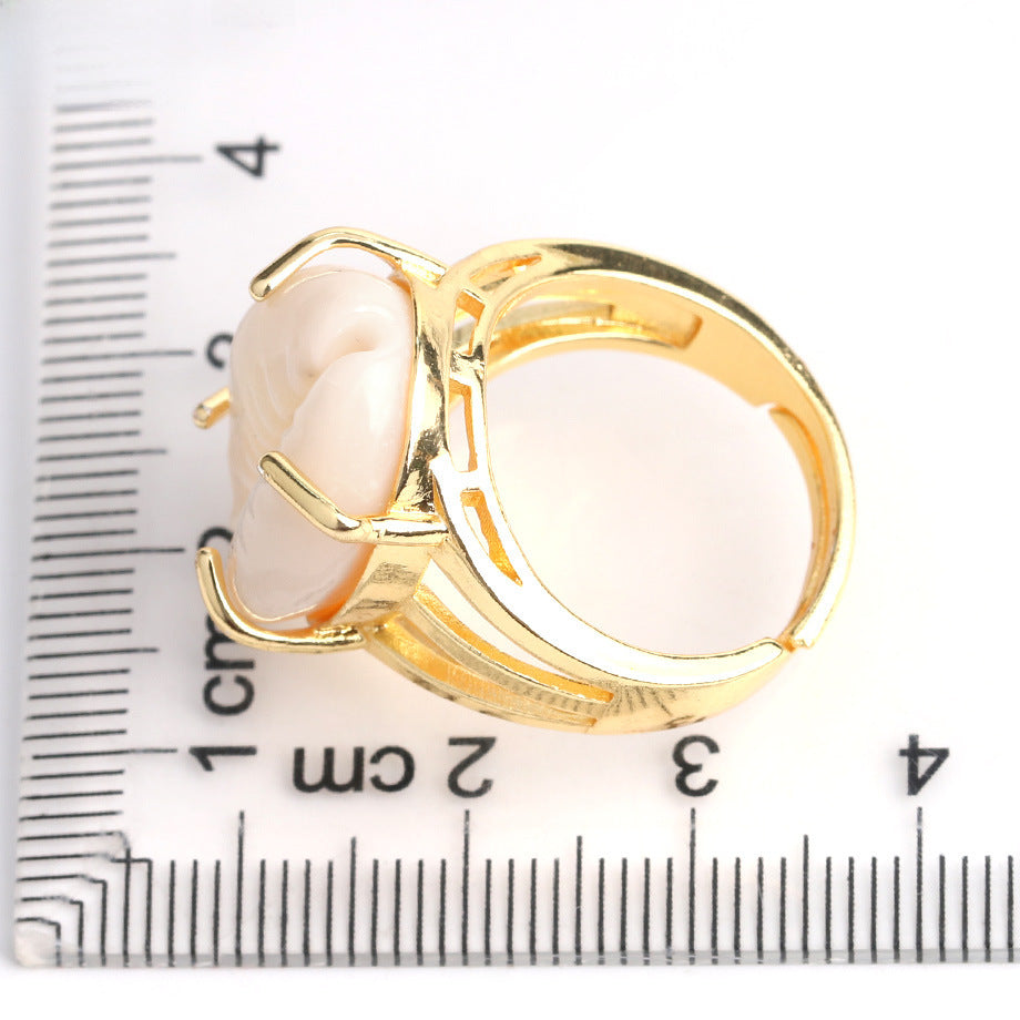 Wholesale Gold-plated silver natural conch shell open ring