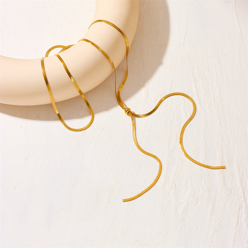 Wholesale Stainless Steel Pull Snake Chain Flat Chain Necklace