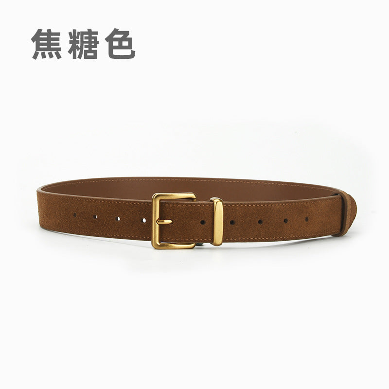 Wholesale Pin buckle genuine leather nubuck belt