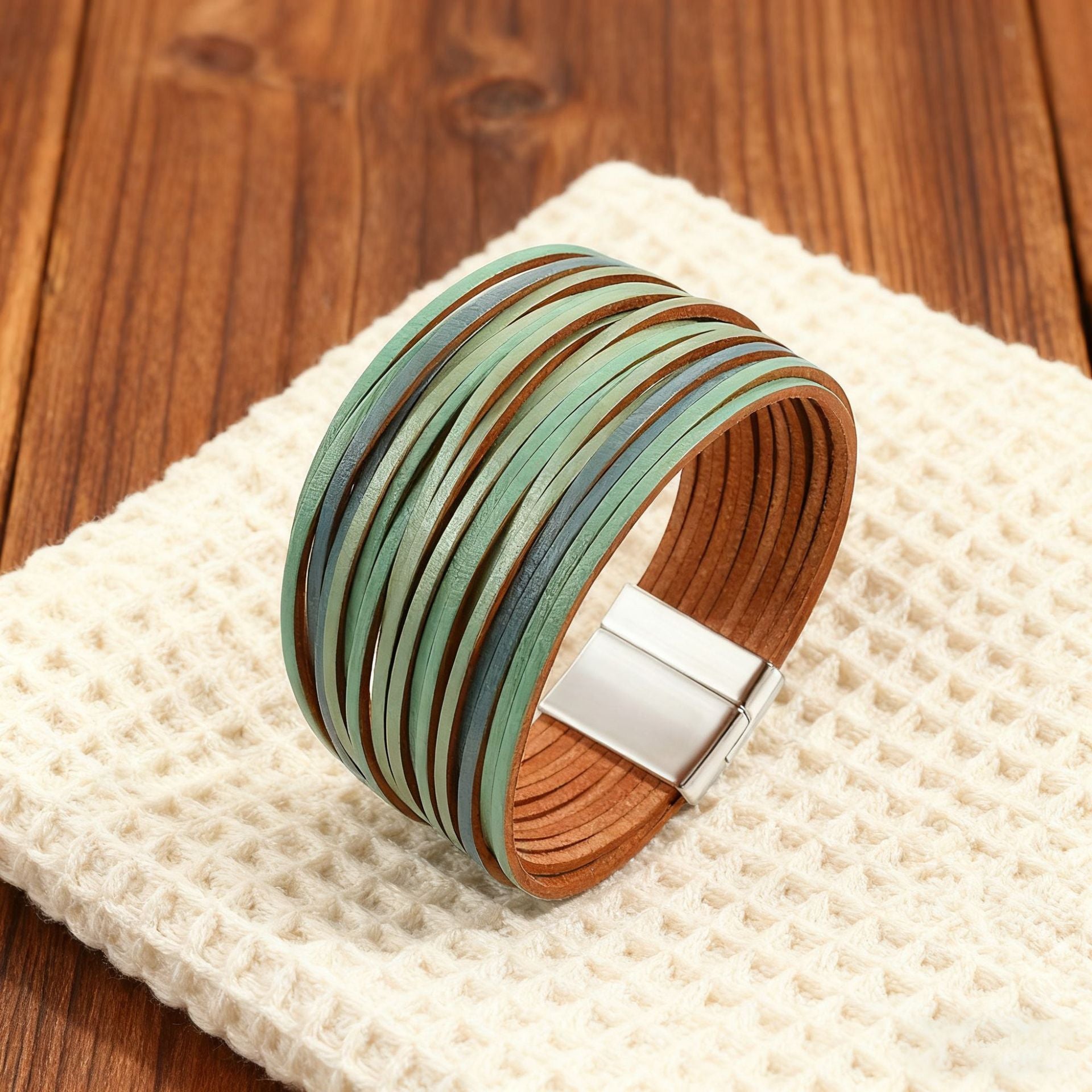 Wholesale Color-blocked embossed  Layered Bracelet Set