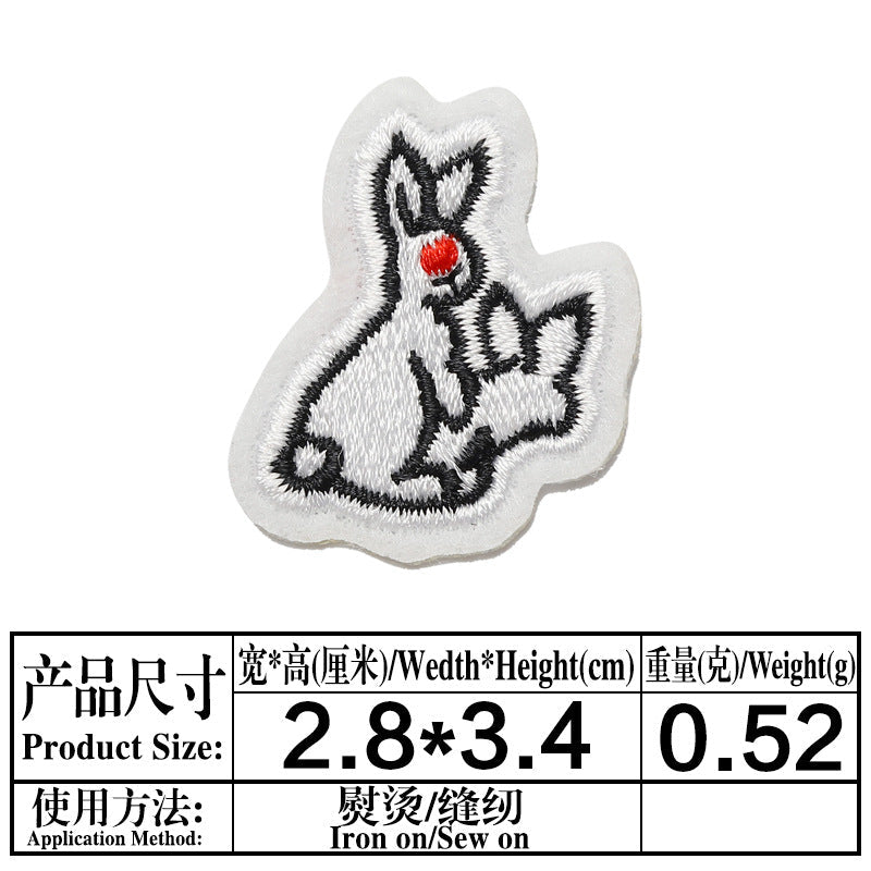Wholesale DIY Embroidery Patch Cute Rabbit Round Badge Hat Clothes Decoration FS