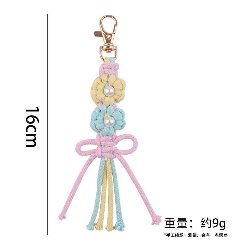 Wholesale New pure hand-woven daisy pearl key chain