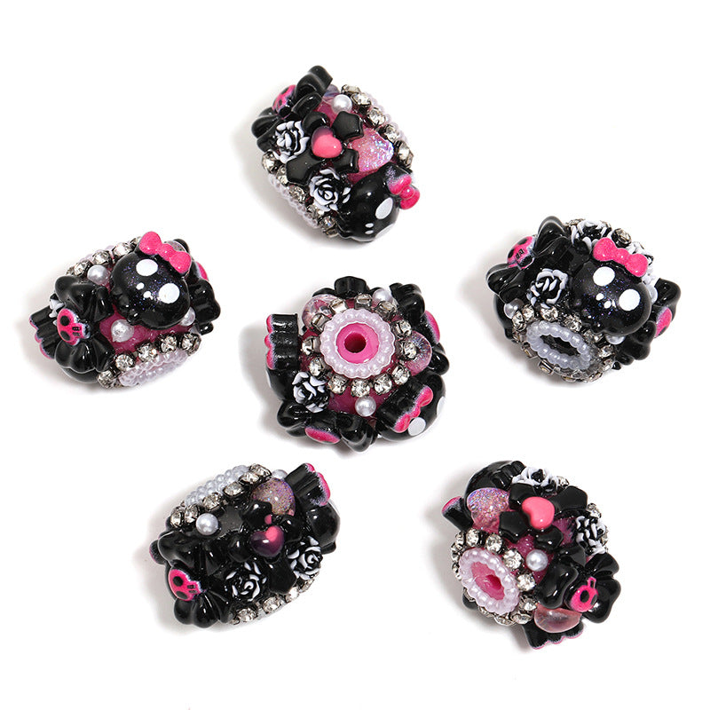 Wholesale  10pcs/pack Halloween Ghost Skull Diamond Ball Bow Cross Acrylic Beads