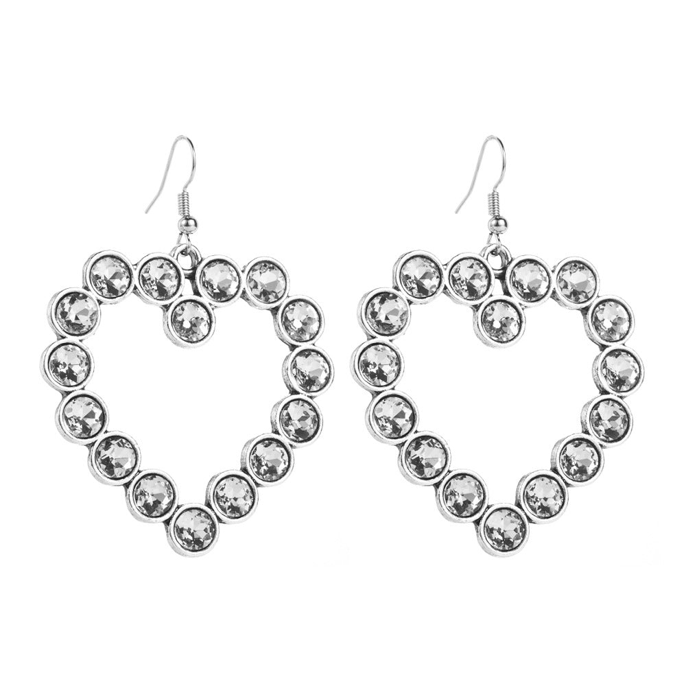 Wholesale New Creative and Fashionable Heart Heart Diamond Cut-out Earrings