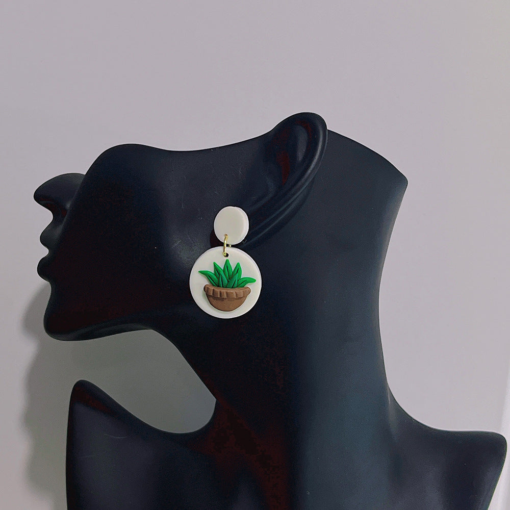 Pendientes de piña de fruta tropical de cerámica suave de verano al por mayor