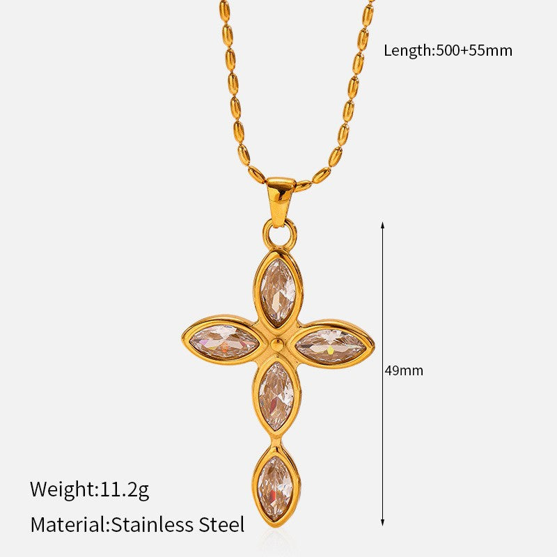 Wholesale Titanium Steel Cool Style Versatile Cross Necklace