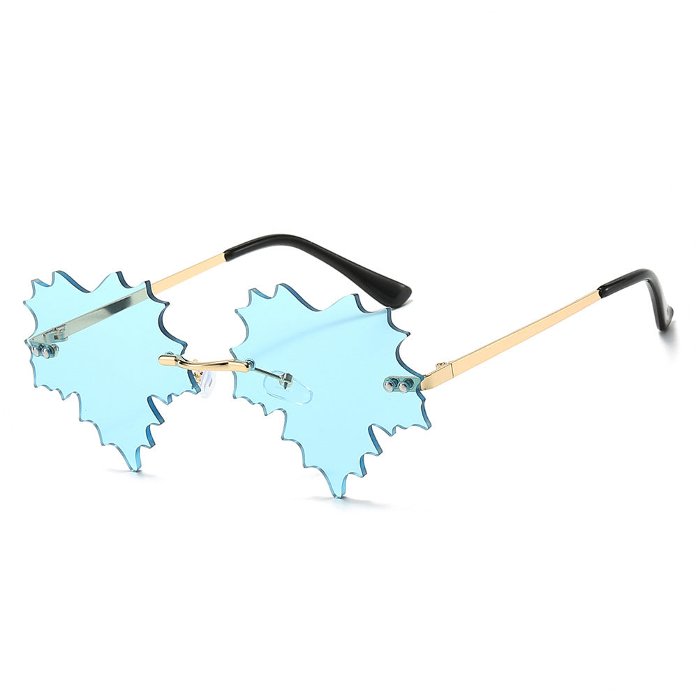 Wholesale Frameless Plant Maple Leaf Shape Fashion Sunglasses