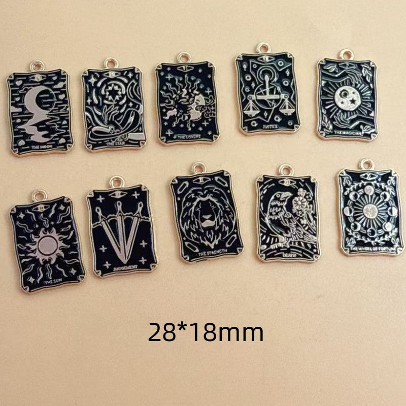 Wholesale Retro Tarot Card Pendant Charms White Zinc Alloy DIY Jewelry Accessory For Necklace Earrings Keychain For Resale