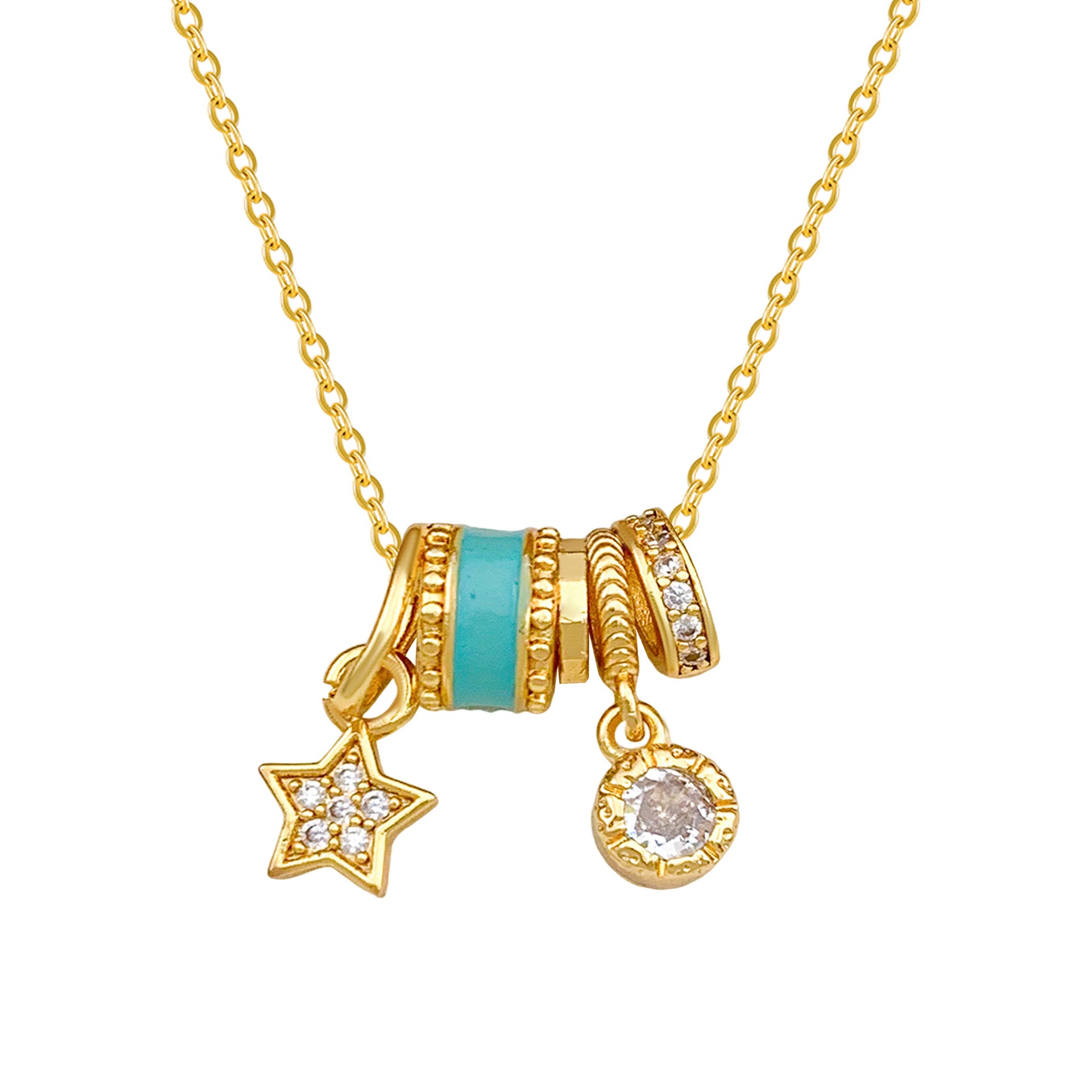 Wholesale Square Ice Cream Color Titanium Steel Necklace Luxury Micro-Paved Zircon Temperament  Accessory