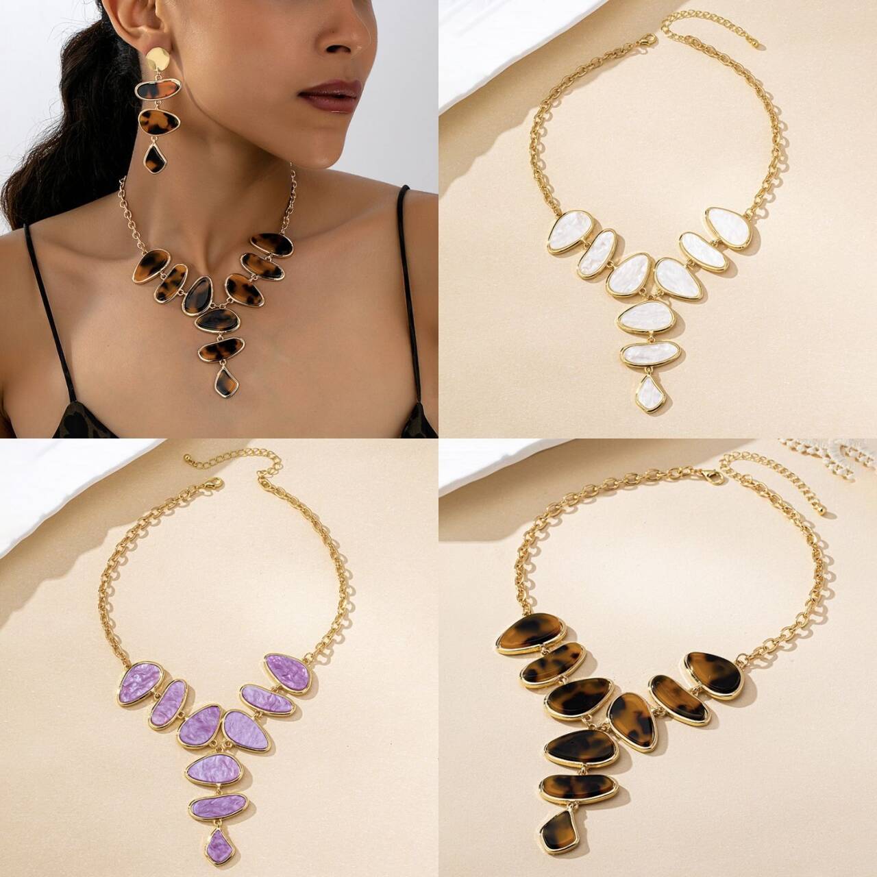 Wholesale Trendy Irregular Geometric Alloy Necklace And Earrings Set For Women Chic Jewelry Accessory For Daily Wear
