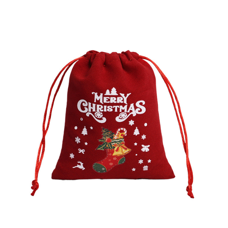 Wholesale Christmas Gift Bag Set Custom Drawstring  Velvet Bag