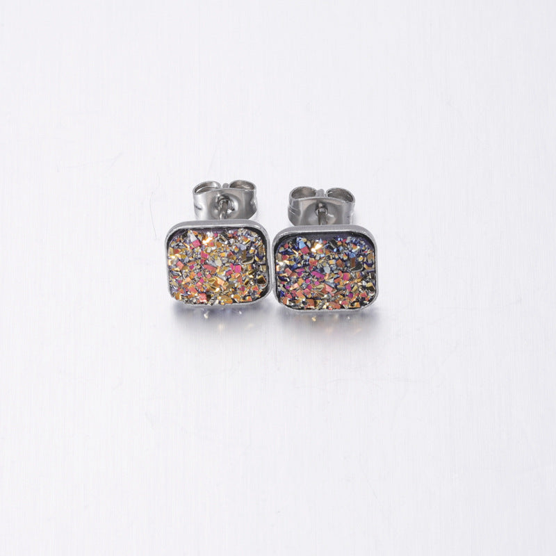 Wholesale personalized sweet multi-standard square baby's breath rhinestone earrings